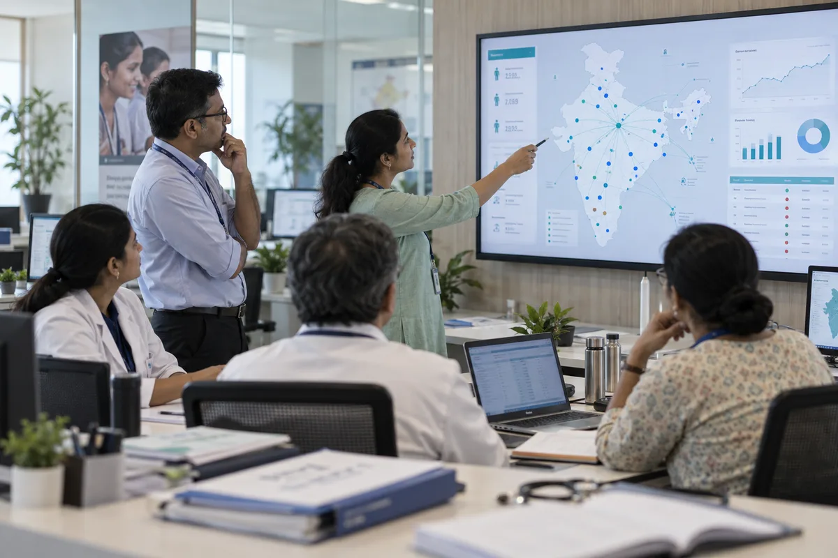 Programme team reviewing a registry dashboard